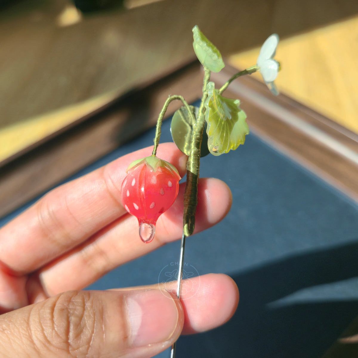 Strawberry in the Rain - Brooch