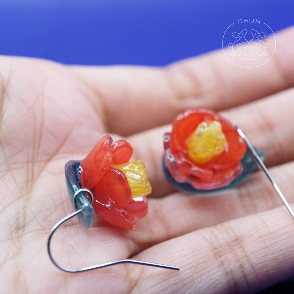 Red Camellia Earrings