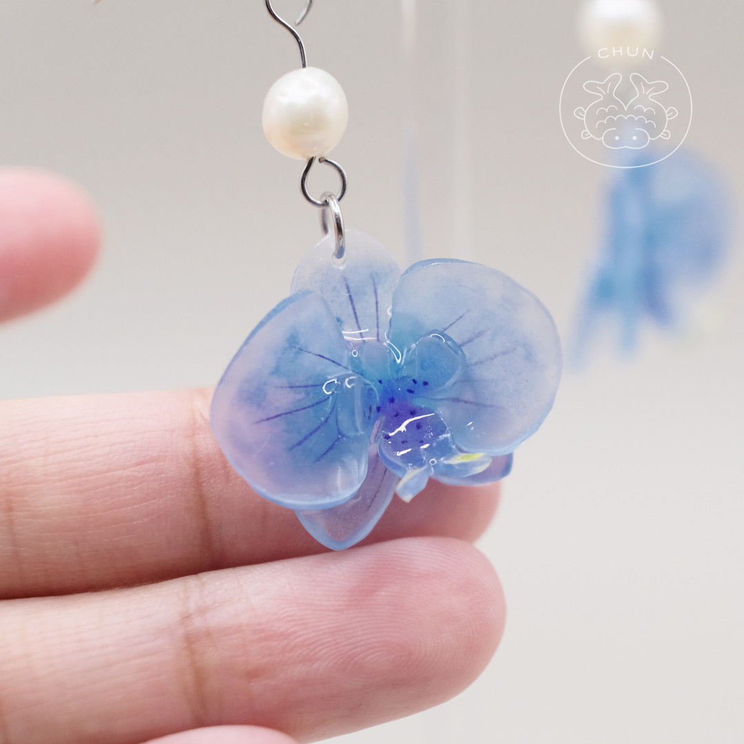 Orchid Flowers Earrings with Freshwater Pearl
