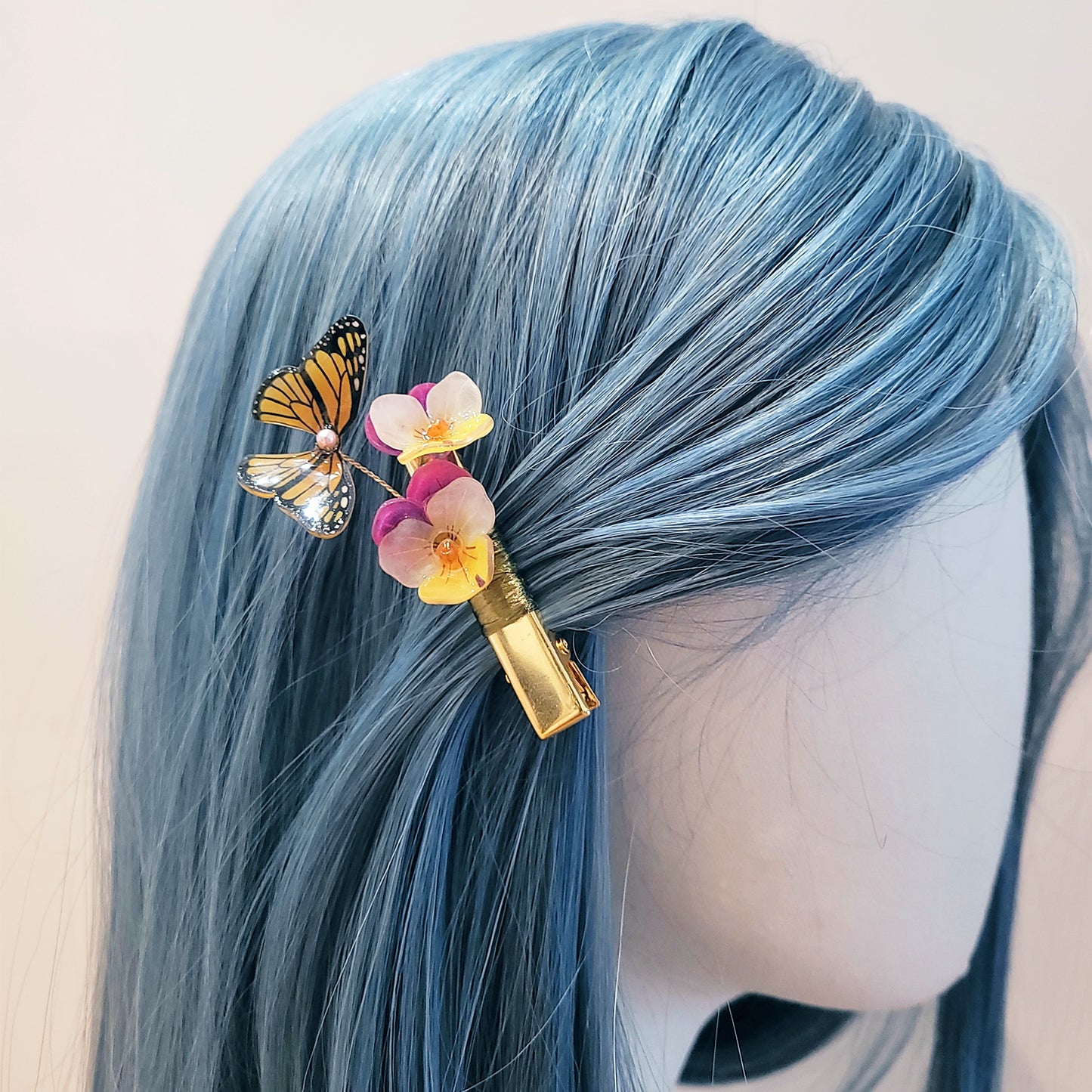 Pansies Butterfly Hair Clip