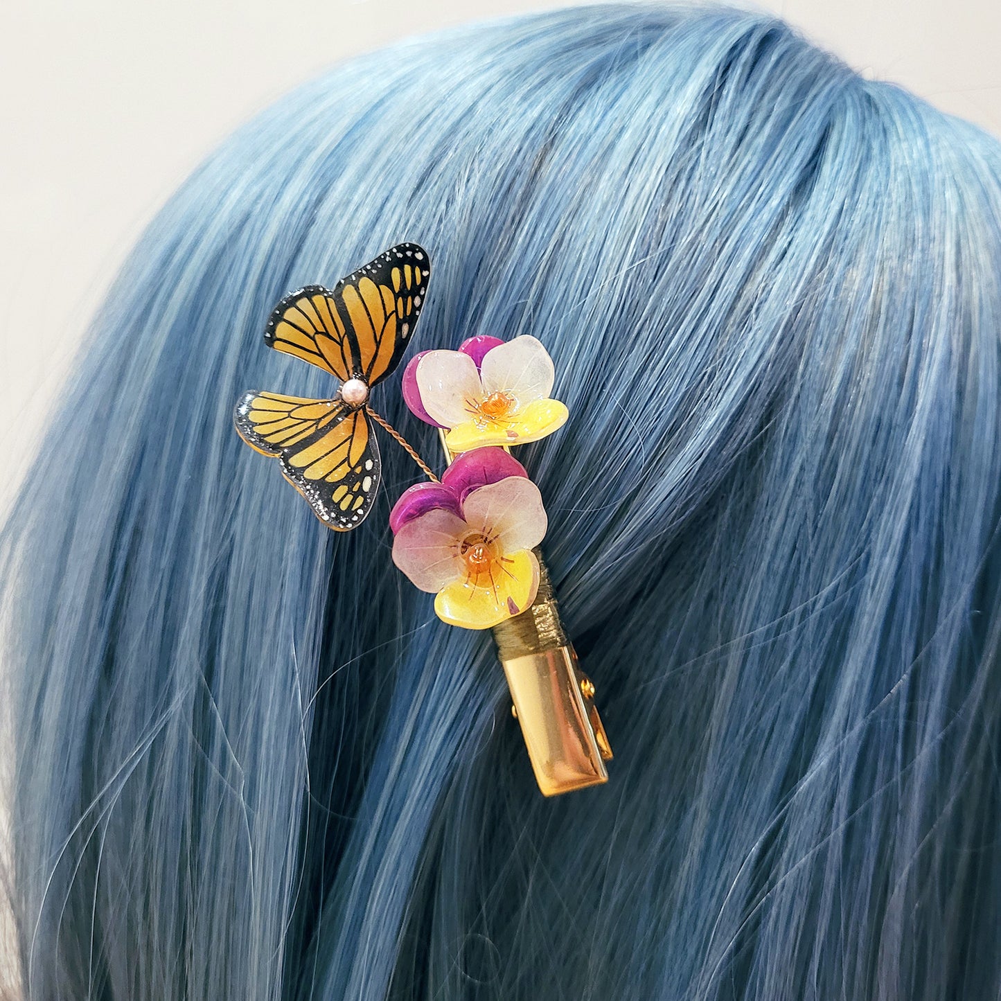 Pansies Butterfly Hair Clip
