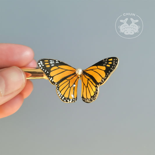 Orange Monarch Butterfly Hair Clip