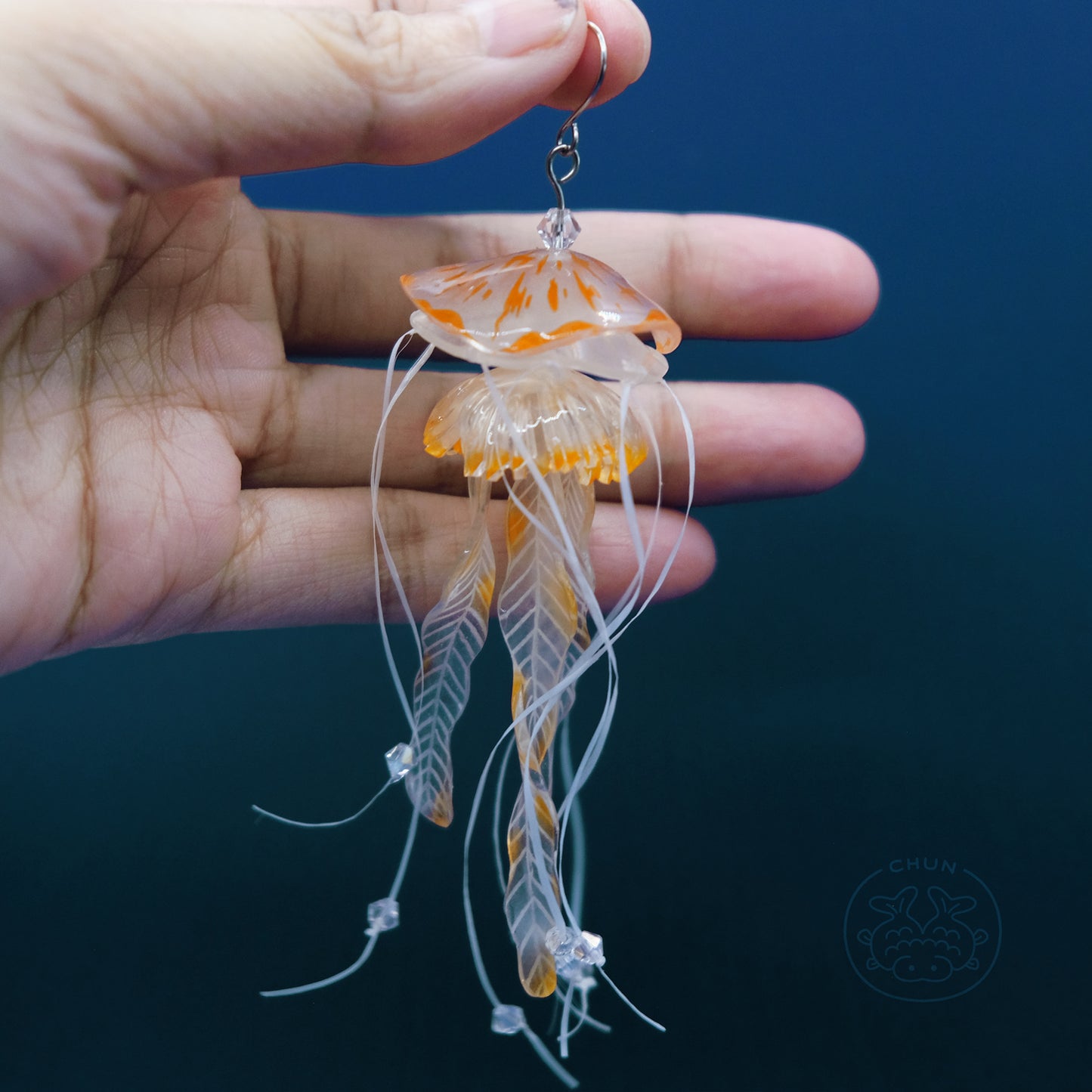 Orange Jellyfish Single Earring