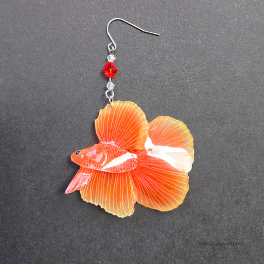 Red Betta Fish Single Earring