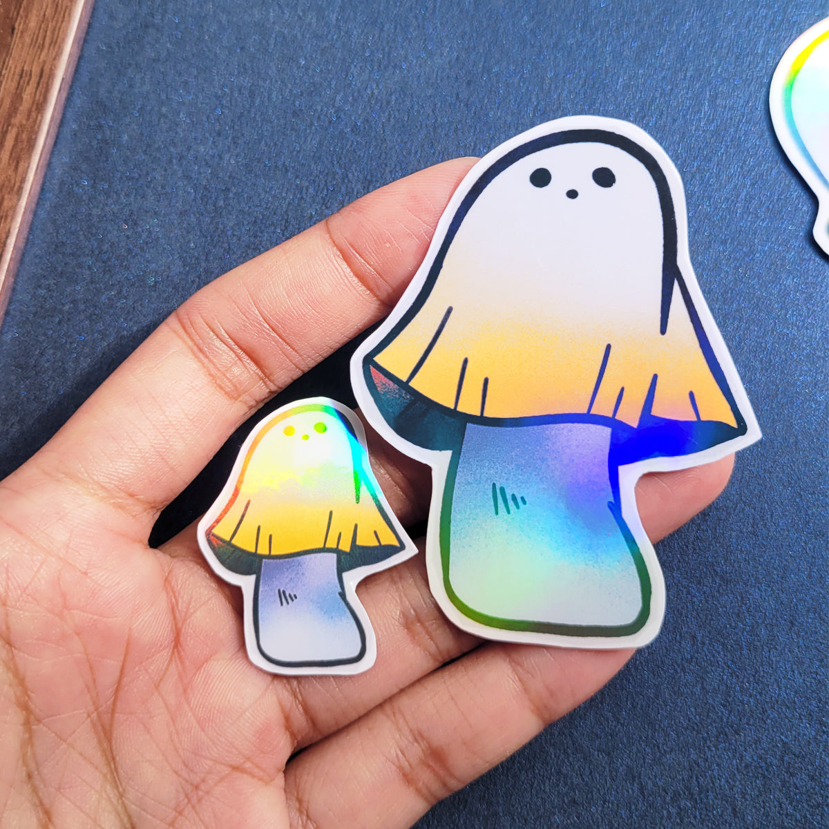 Spooky Vinyl Holographic Sticker - Mushroom Ghost