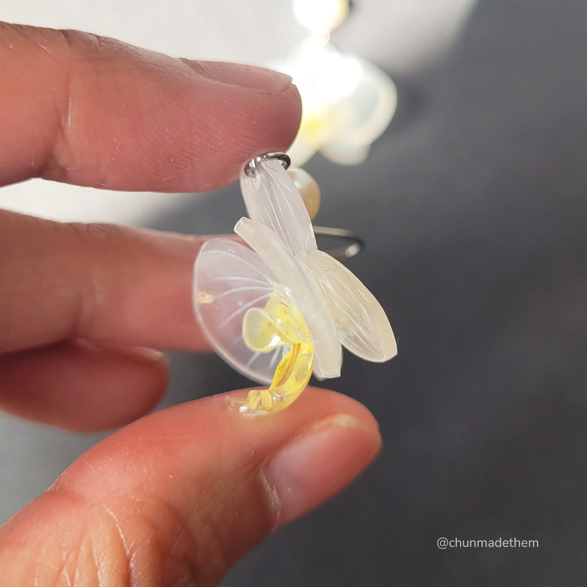 Orchid Flowers Earrings with Freshwater Pearl