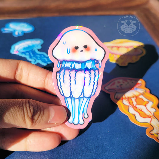Jellyfish Vinyl Holographic Sticker - Barrel Jellyfish