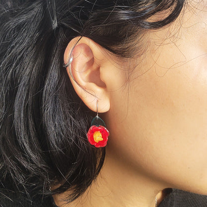 Red Camellia Earrings