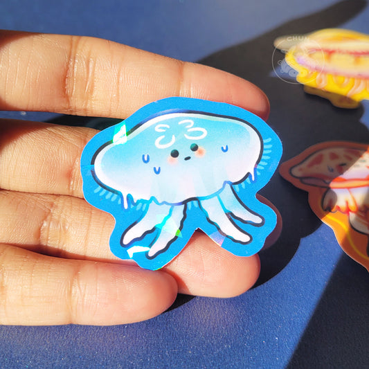Jellyfish Vinyl Holographic Sticker - Moon Jellyfish