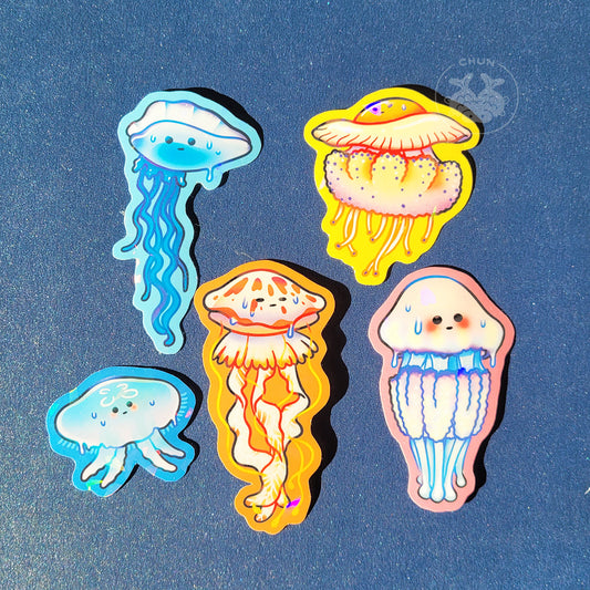 Jellyfish Vinyl Holographic Sticker - Set of 5