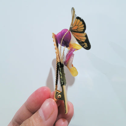 Pansies Butterfly Hair Clip
