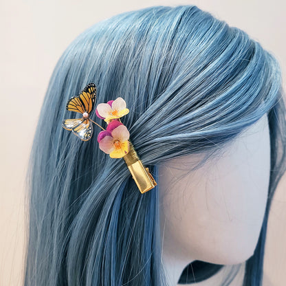 Pansies Butterfly Hair Clip