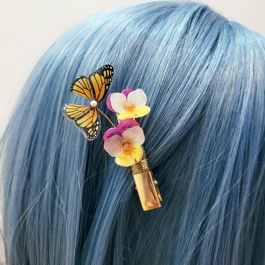 Pansies Butterfly Hair Clip