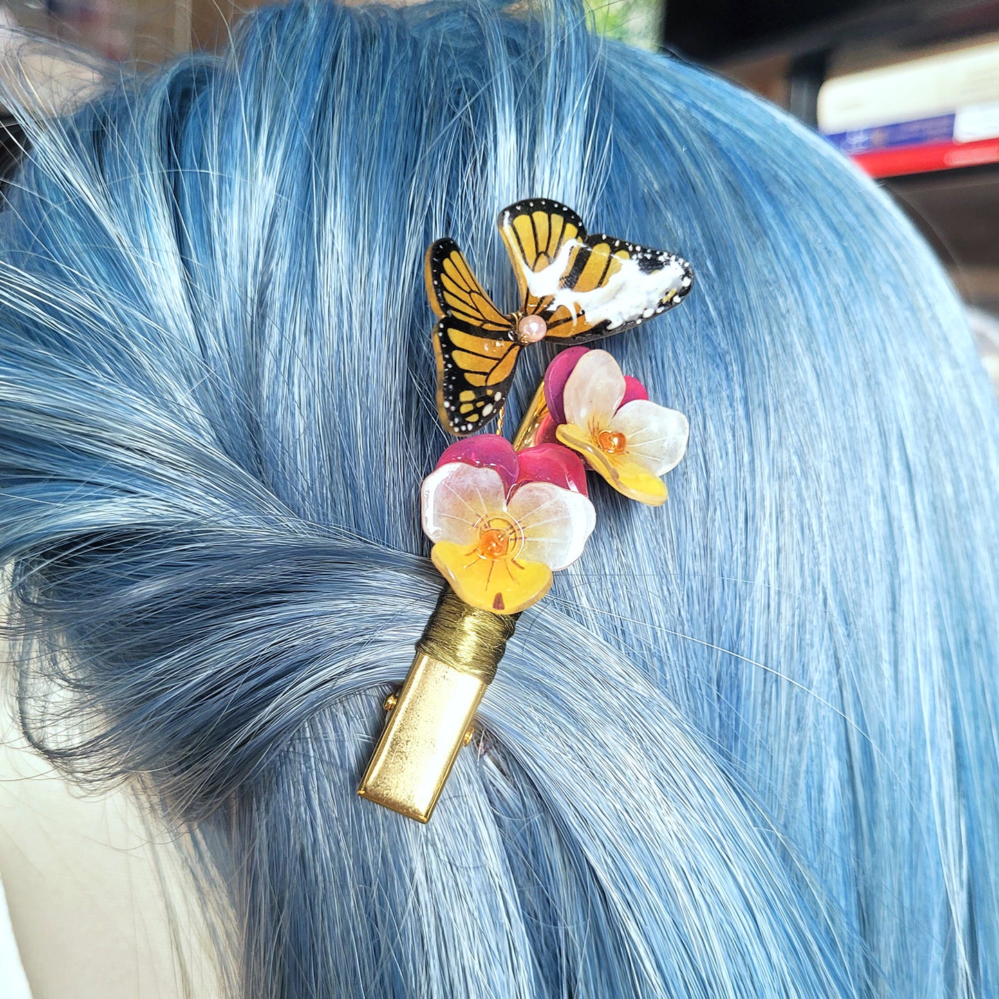 Pansies Butterfly Hair Clip