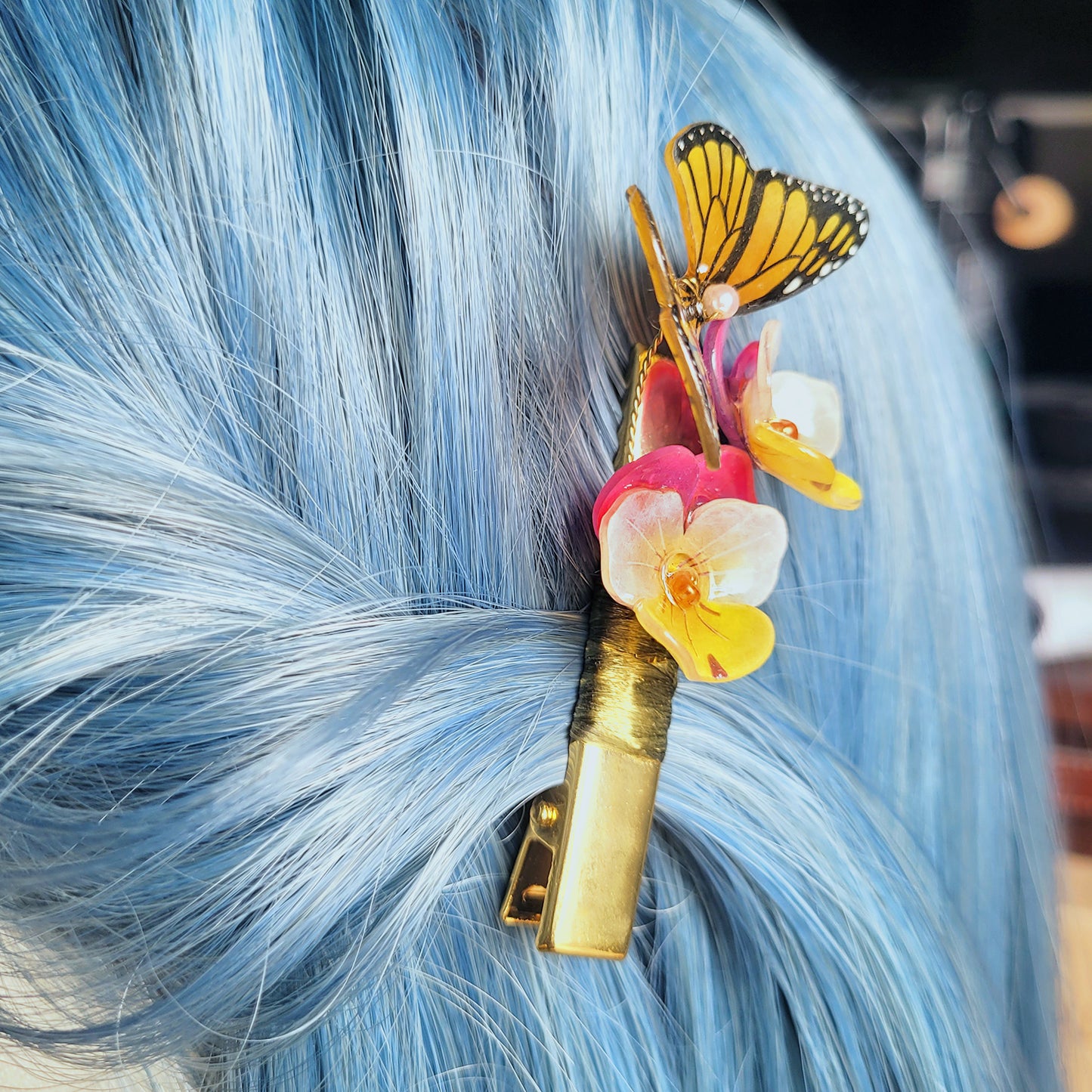 Pansies Butterfly Hair Clip