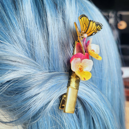 Pansies Butterfly Hair Clip