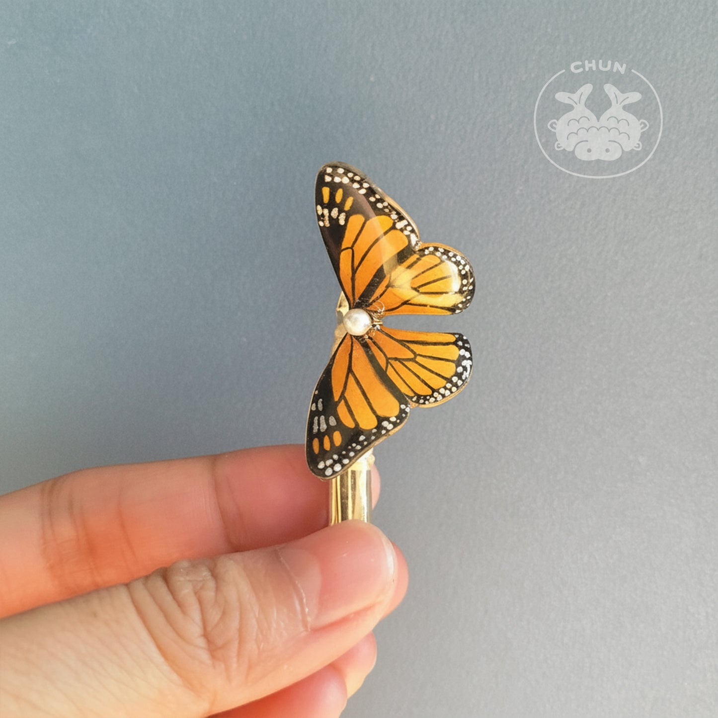 Orange Monarch Butterfly Hair Clip