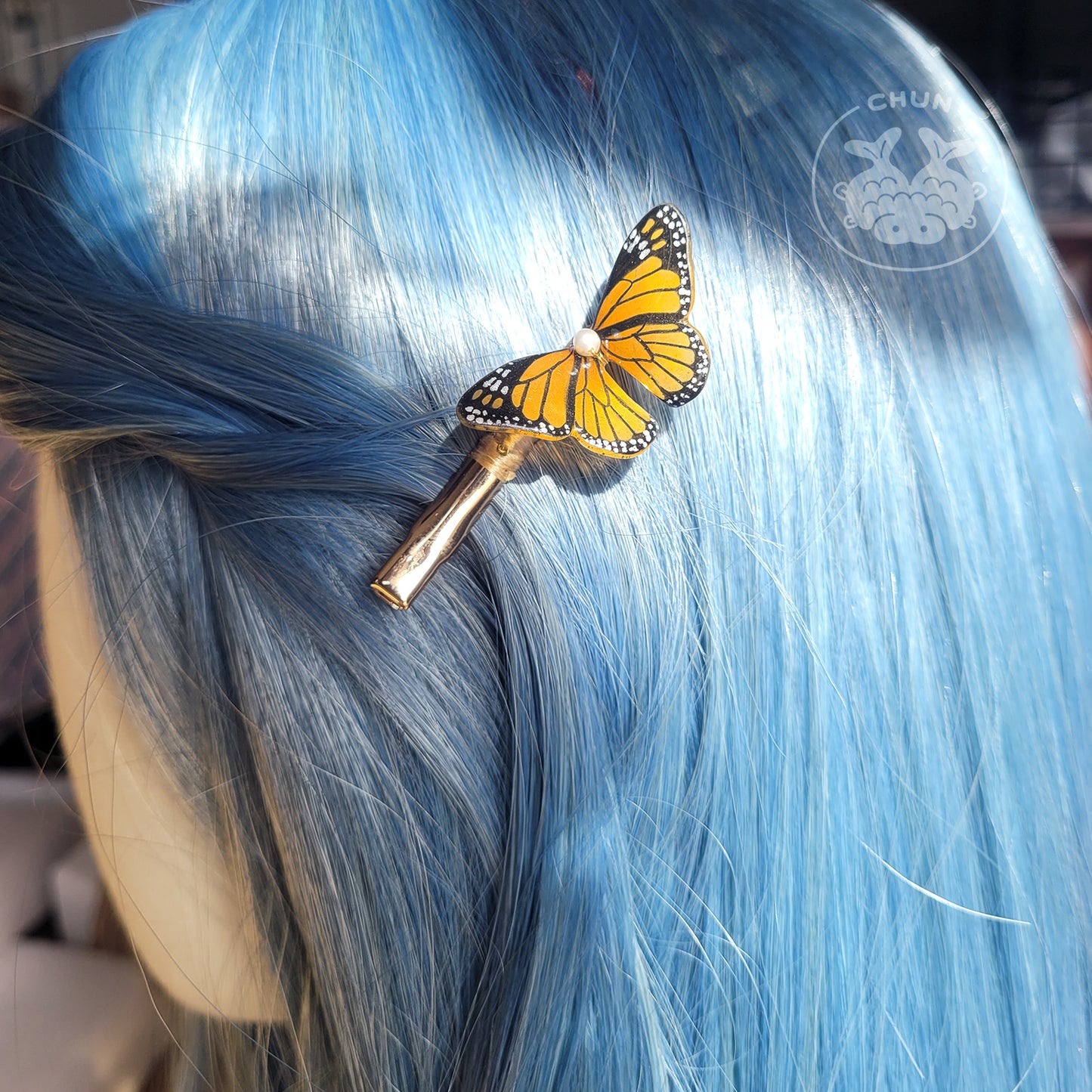 Orange Monarch Butterfly Hair Clip