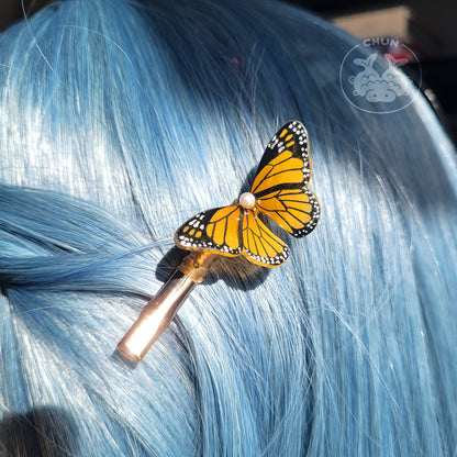 Orange Monarch Butterfly Hair Clip