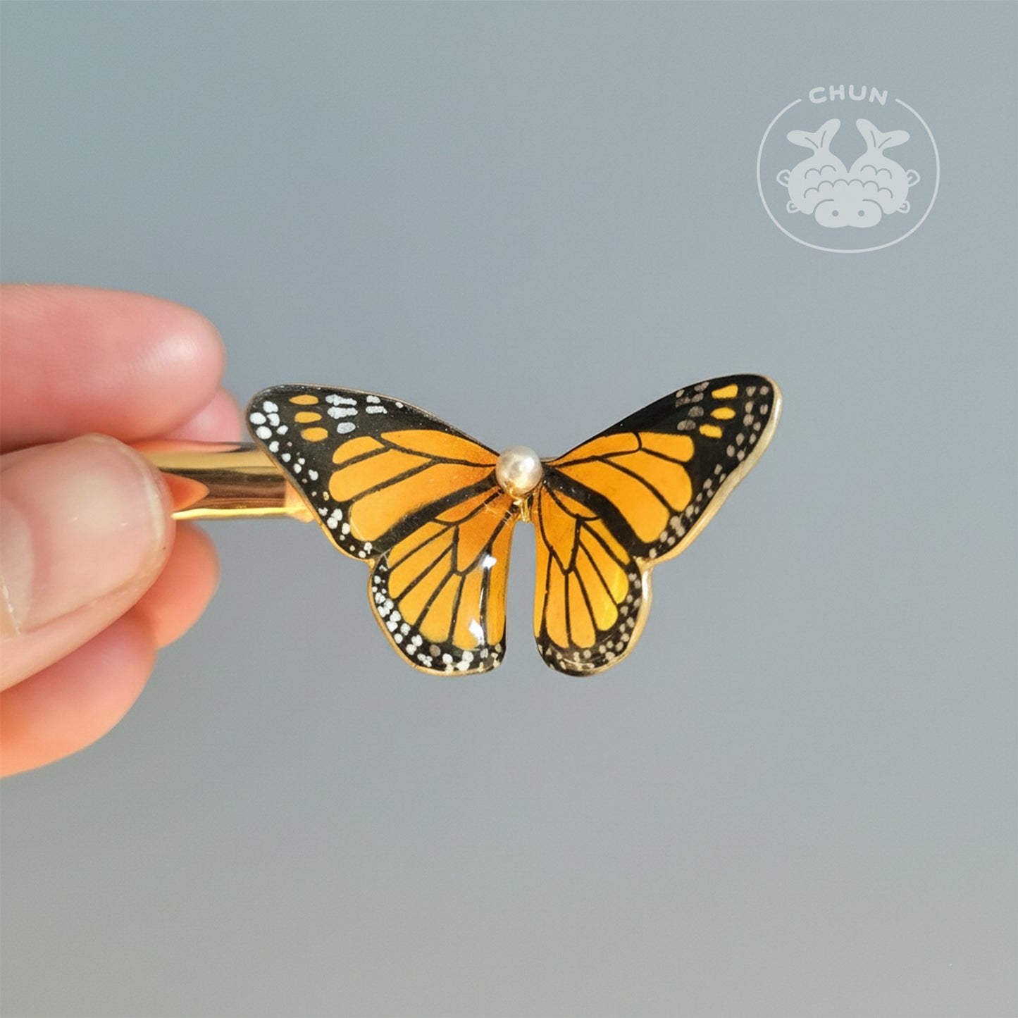 Orange Monarch Butterfly Hair Clip