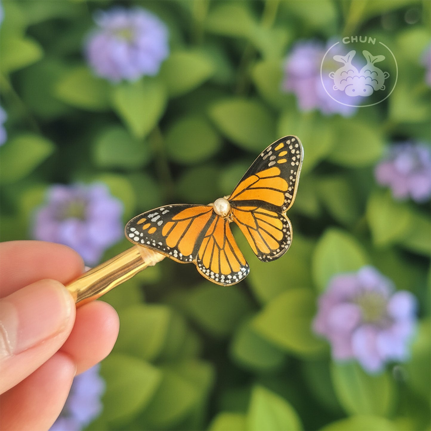 Orange Monarch Butterfly Hair Clip