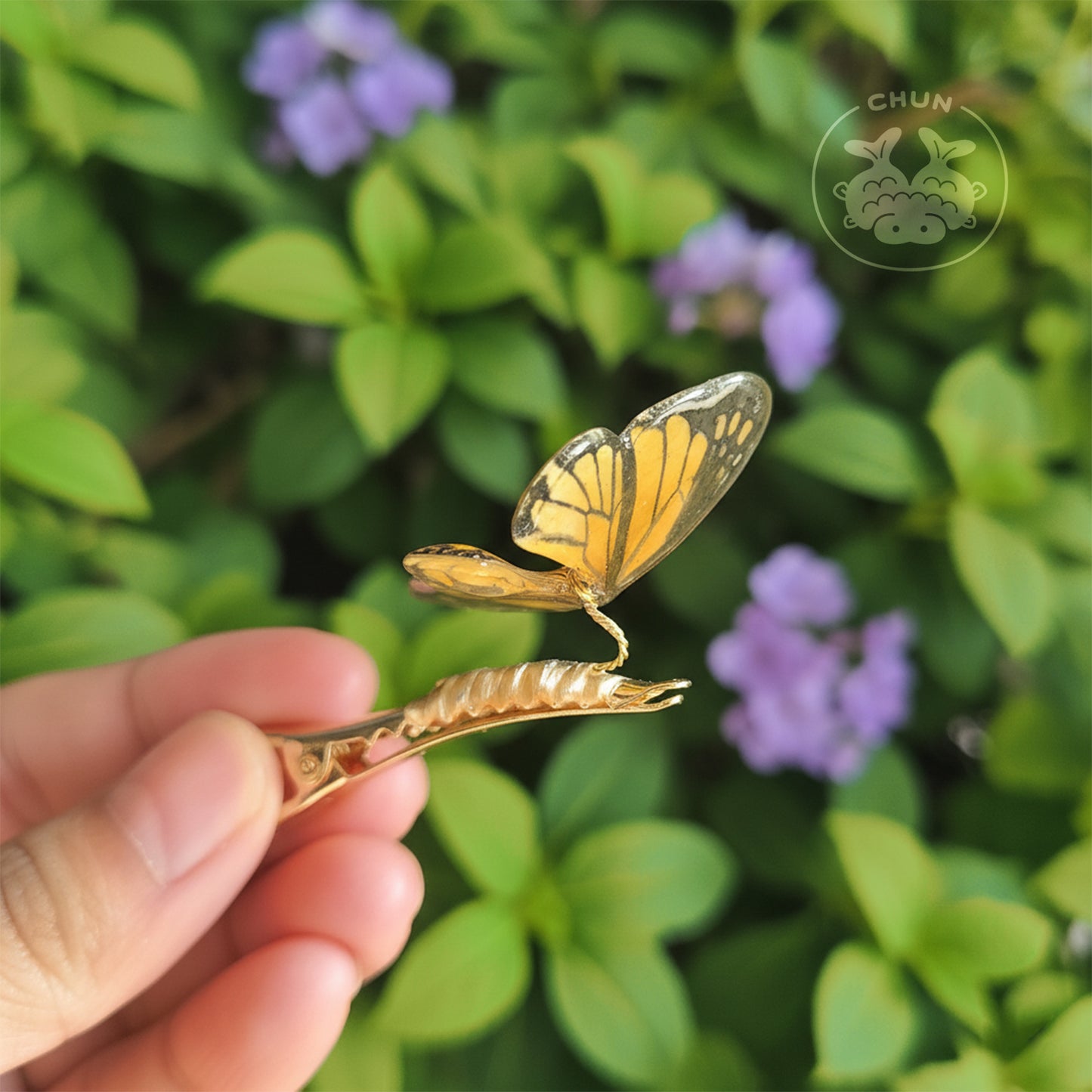 Orange Monarch Butterfly Hair Clip