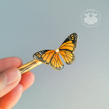 Orange Monarch Butterfly Hair Clip