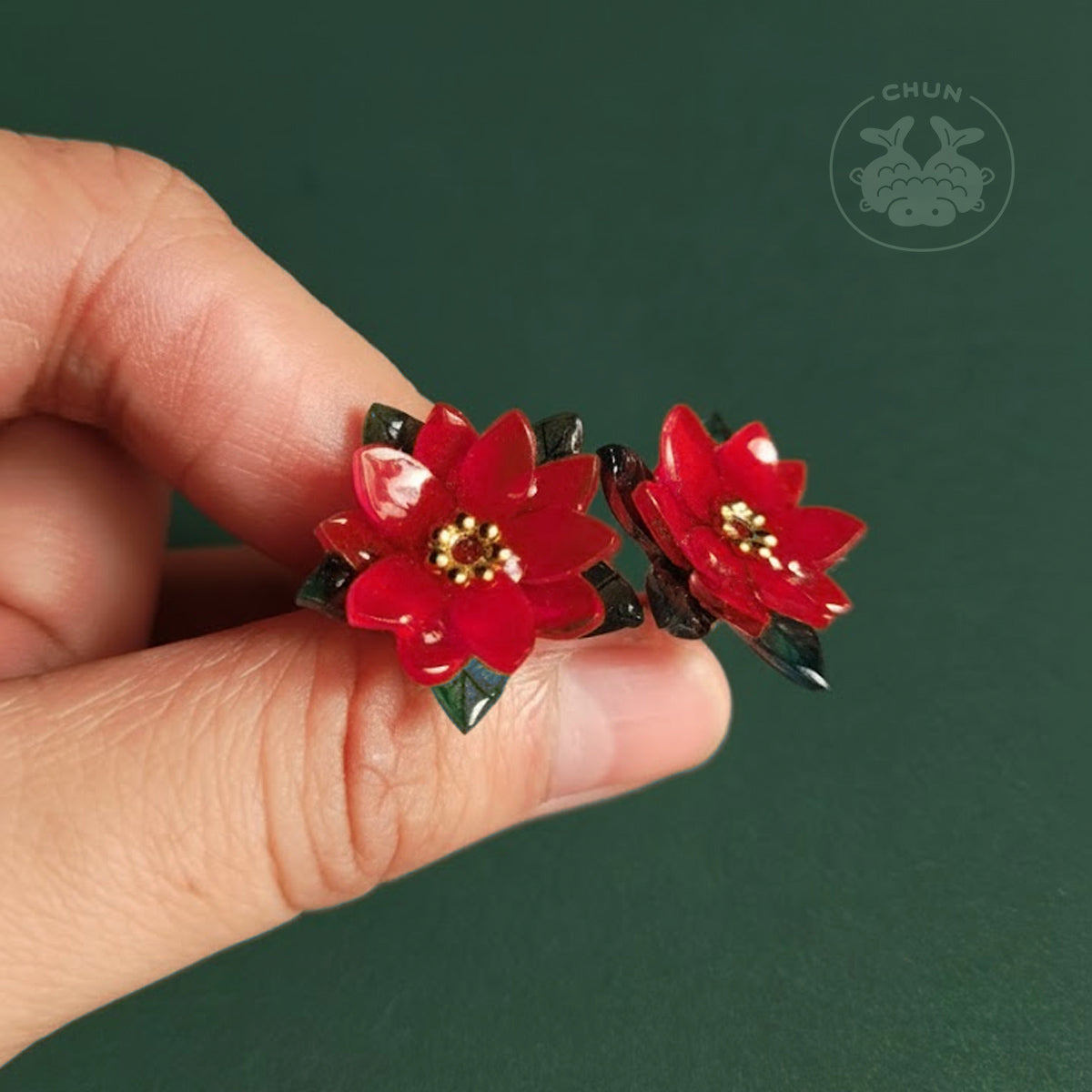 Poinsettia Earrings