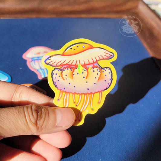 Jellyfish Vinyl Holographic Sticker - Fried Egg Jellyfish