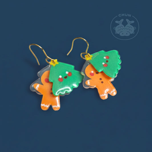 Gingerbread Christmas Tree Earrings