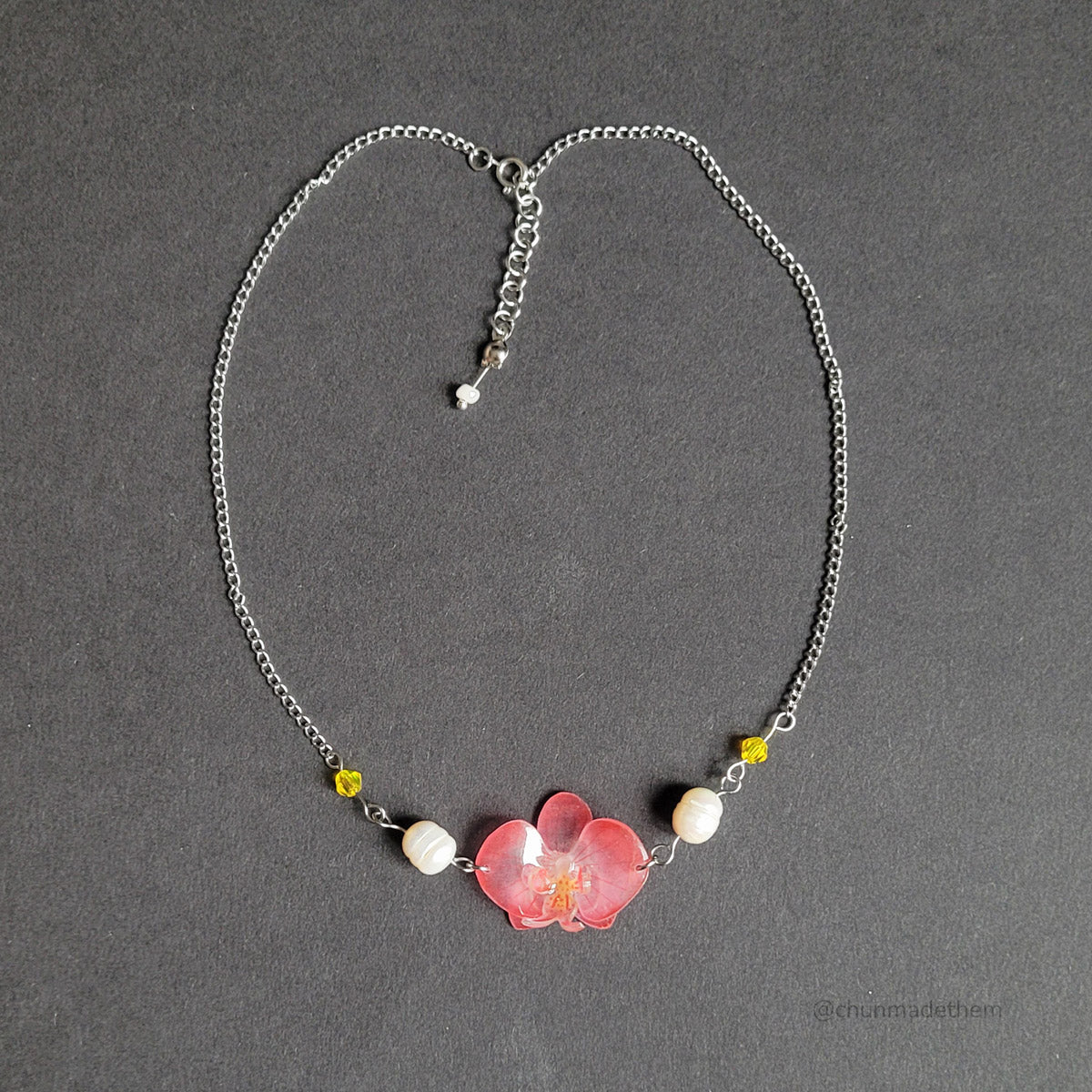 Orchid with Freshwater Pearl Necklace