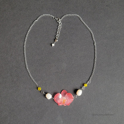 Orchid with Freshwater Pearl Necklace