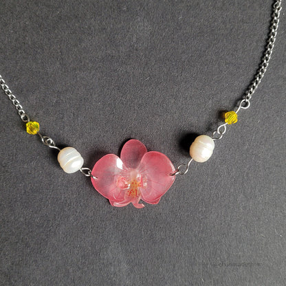 Orchid with Freshwater Pearl Necklace