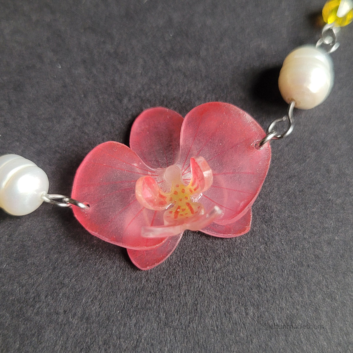 Orchid with Freshwater Pearl Necklace