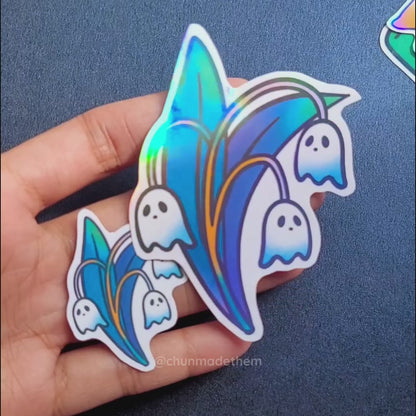 Spooky Vinyl Holographic Sticker - Lily of the Valley Ghost