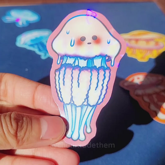 Jellyfish Vinyl Holographic Sticker - Barrel Jellyfish