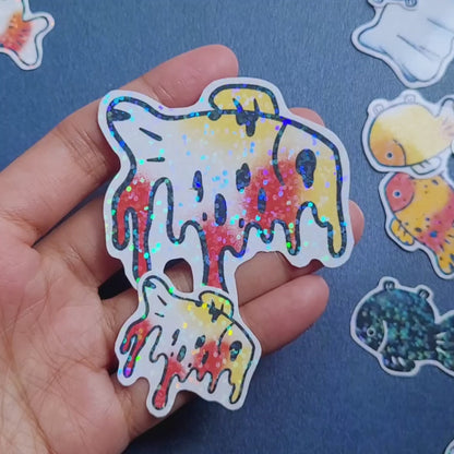 Goldfish Vinyl Holographic Sticker - Melting