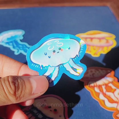 Jellyfish Vinyl Holographic Sticker - Moon Jellyfish