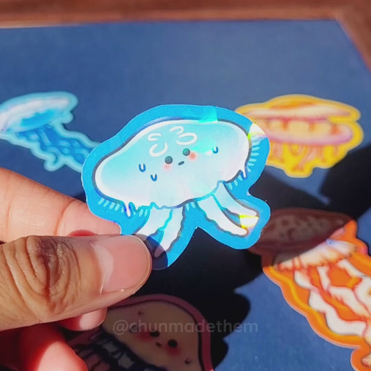 Jellyfish Vinyl Holographic Sticker - Moon Jellyfish
