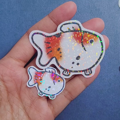 Goldfish Vinyl Holographic Sticker - Cherry