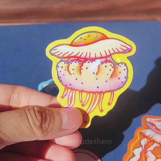 Jellyfish Vinyl Holographic Sticker - Fried Egg Jellyfish