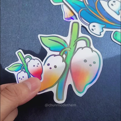 Spooky Vinyl Holographic Sticker - Chilli Ghost