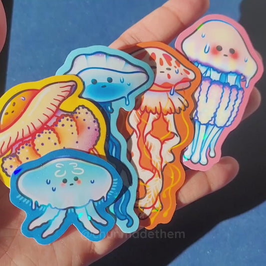 Jellyfish Vinyl Holographic Sticker - Set of 5