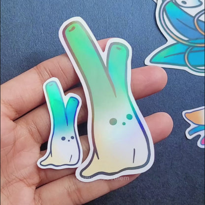 Spooky Vinyl Holographic Sticker - Leek Ghost