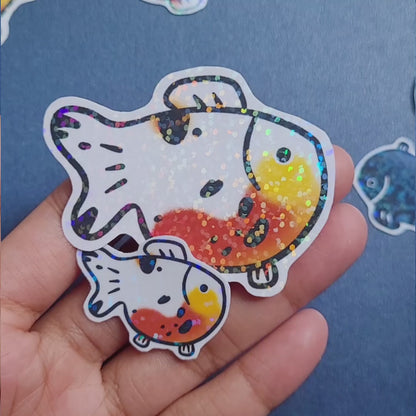 Goldfish Vinyl Holographic Sticker - Rosa