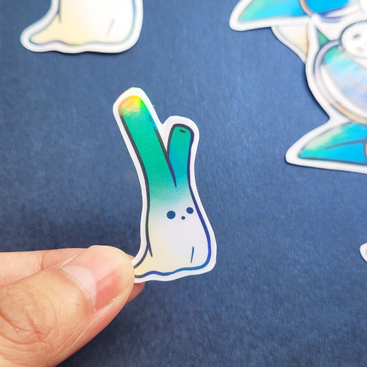 Spooky Vinyl Holographic Sticker - Leek Ghost