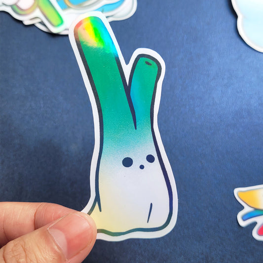 Spooky Vinyl Holographic Sticker - Leek Ghost