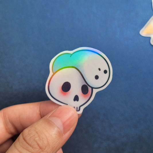 Spooky Vinyl Holographic Sticker - Mochi Ghost