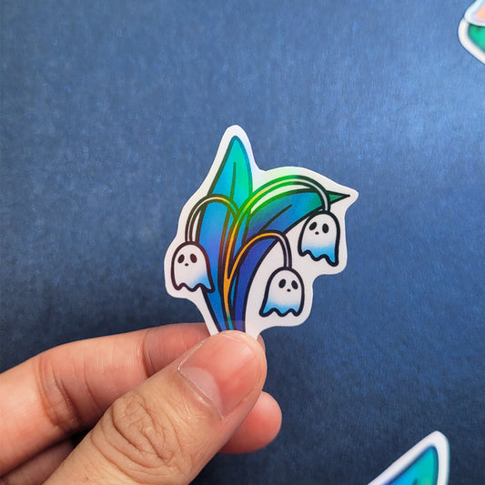Spooky Vinyl Holographic Sticker - Lily of the Valley Ghost