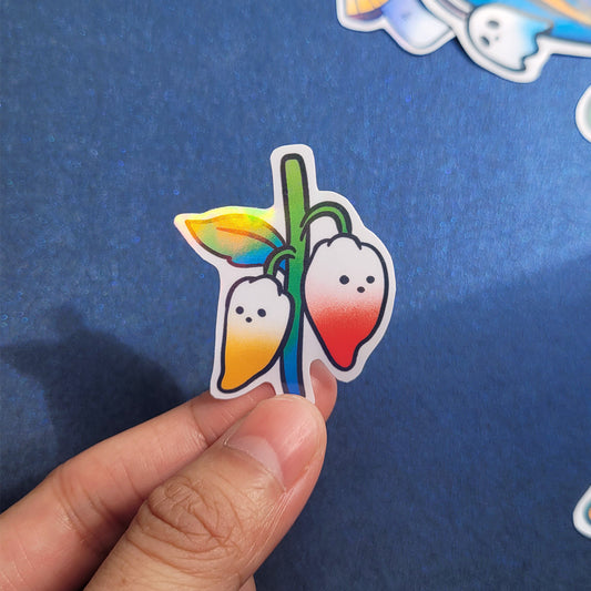 Spooky Vinyl Holographic Sticker - Chilli Ghost